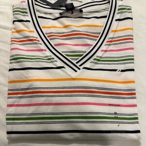New náutica jean  Women’s striped Short- sleeve  V-Neck Top.